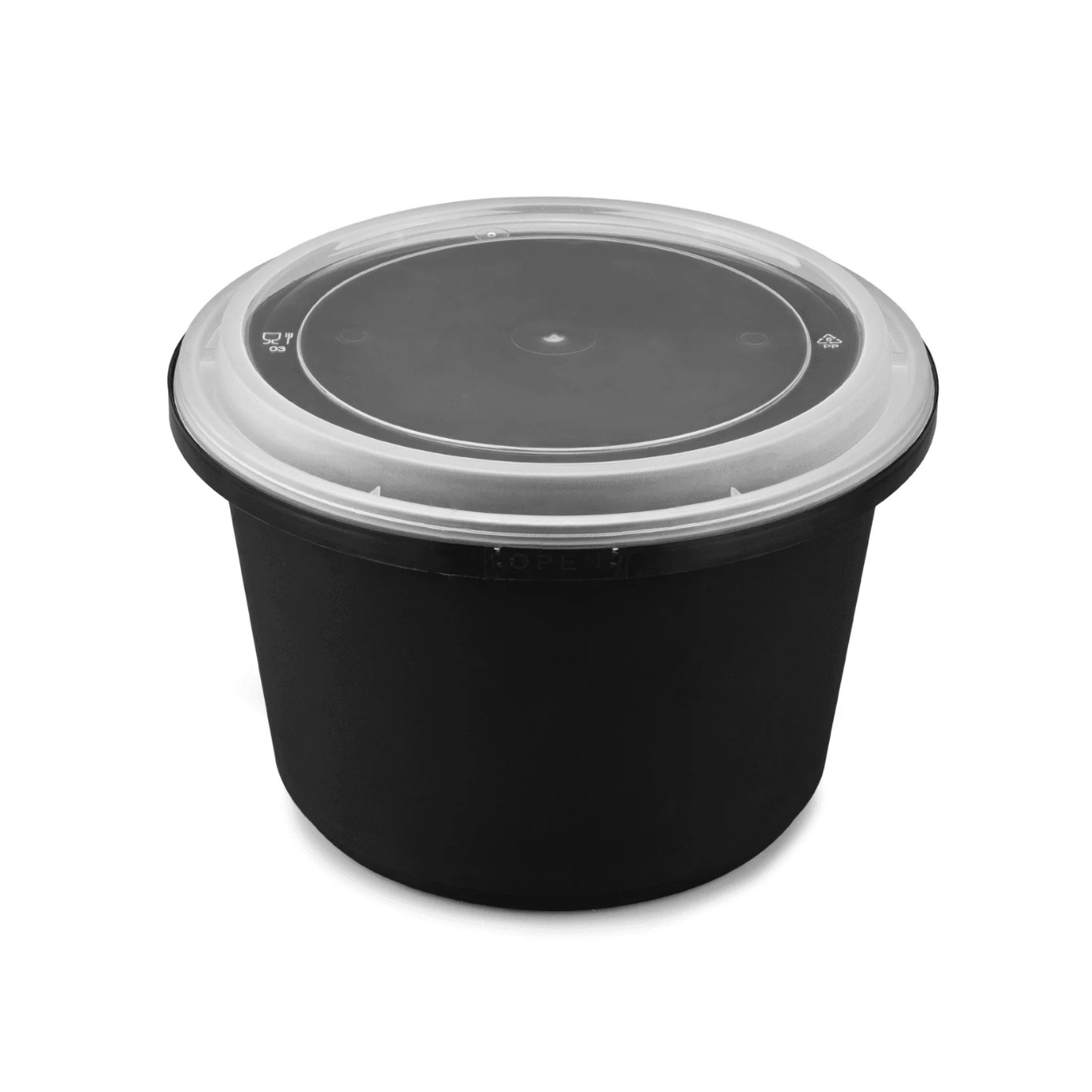 Karat 60oz PP Round Microwaveable Black Bowl w/ Clear Lid