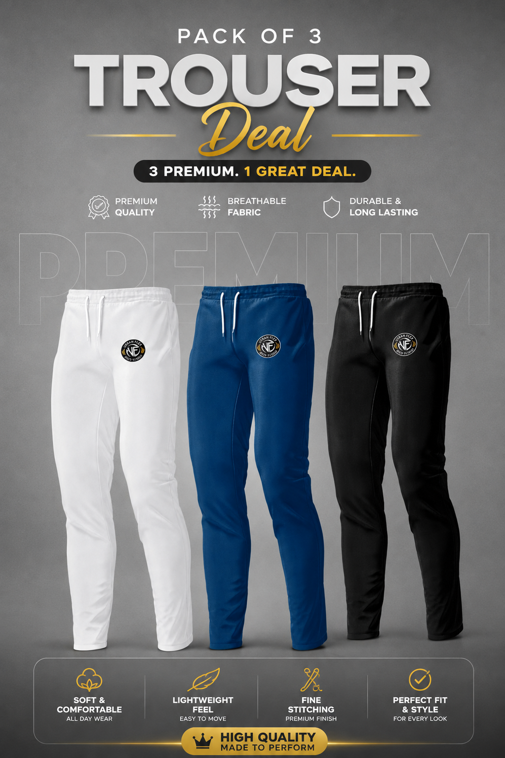 Urban Flex Pack of 3 Trouser Deal
