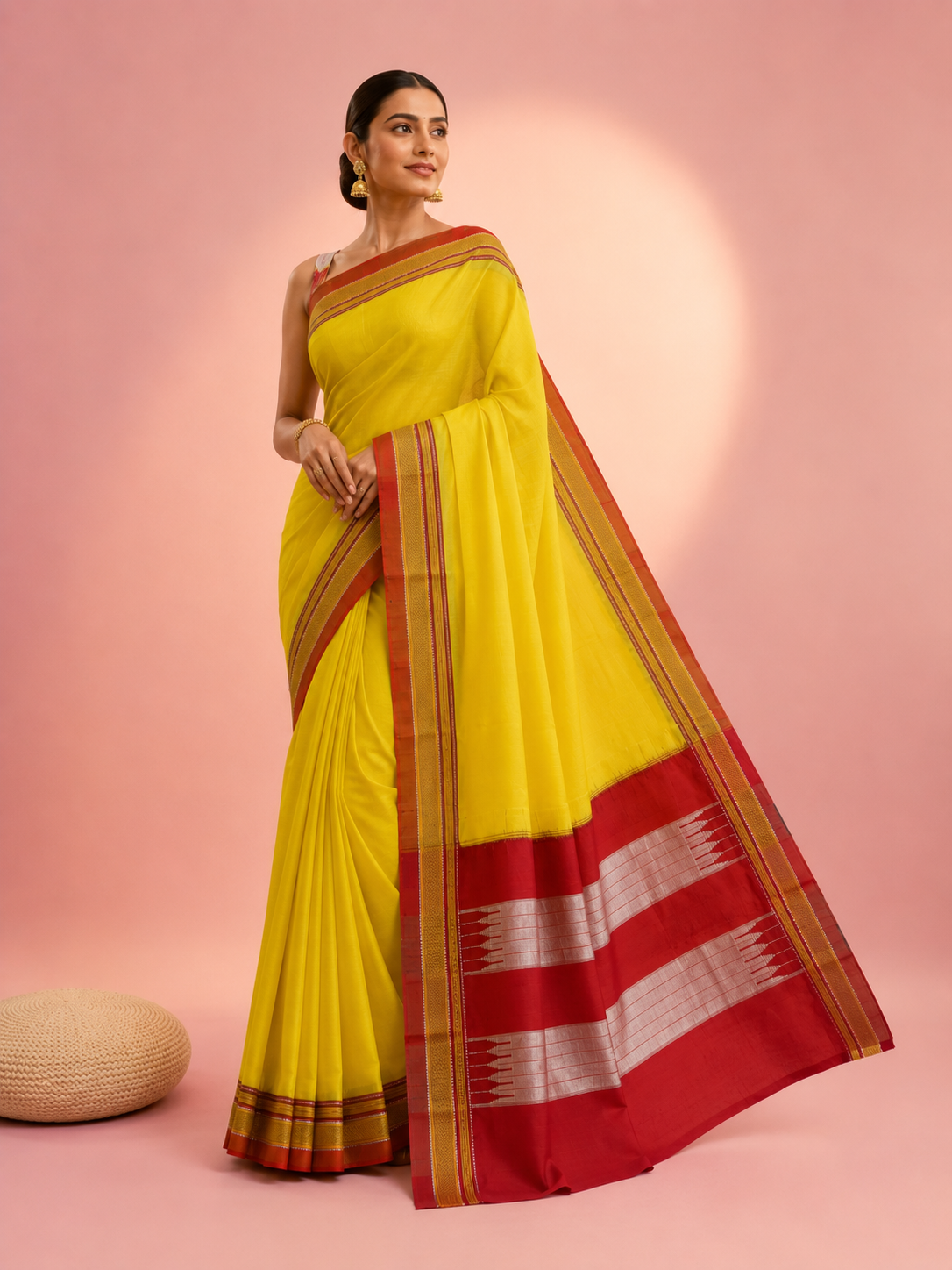 Rangeela Yellow Pure Handloom Ilkal Sareee