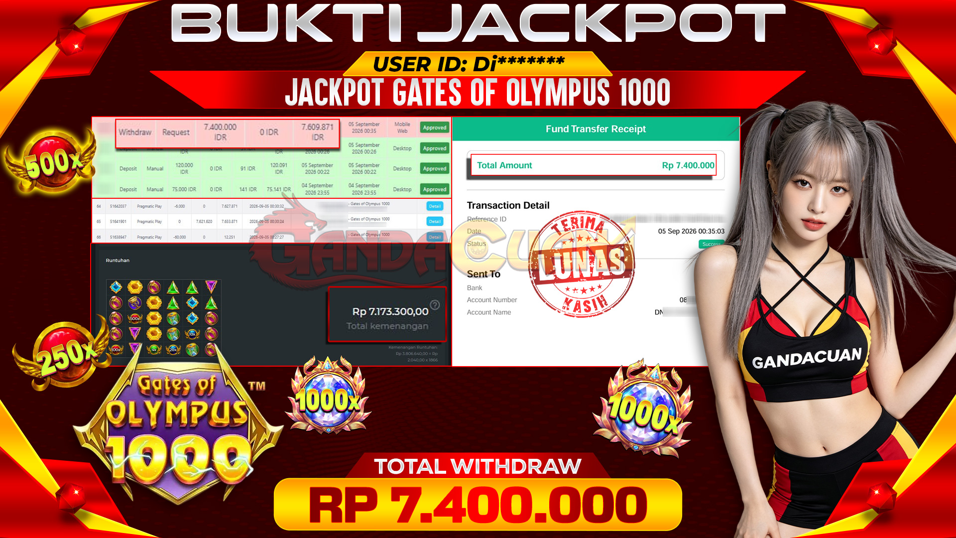 BUKTI JACKPOT GATES OF OLYMPUS 1000 PRAGMATIC PLAY 