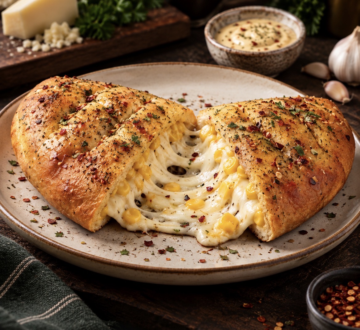Cheese & Corn Filled Garlic Bread