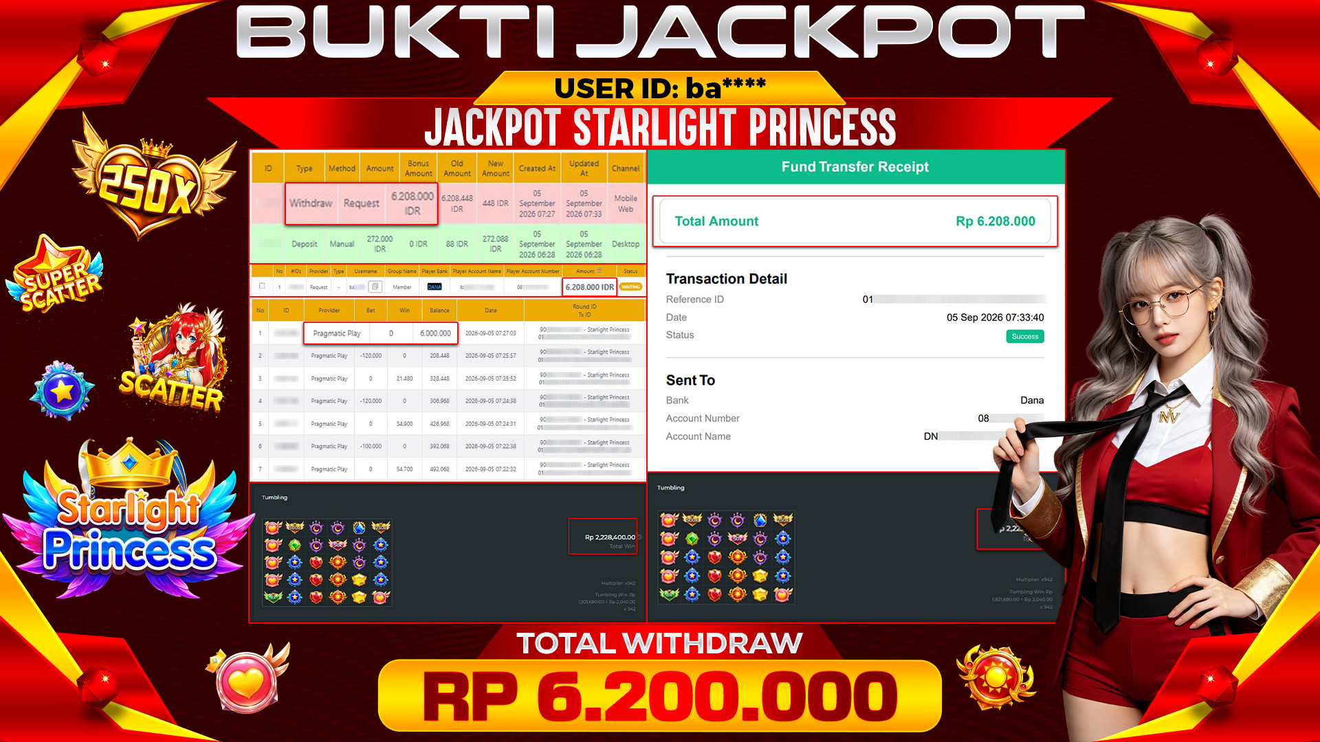 BUKTI JACKPOT STARLIGHT PRINCES PRAGMATIC PLAY