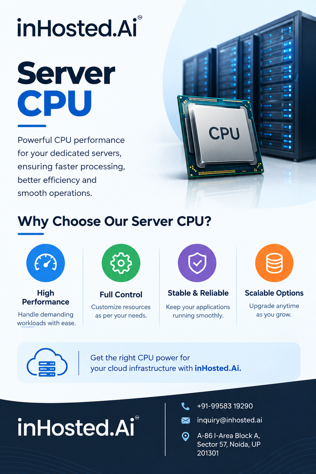 Server CPU providing dedicated processing resources for cloud workloads