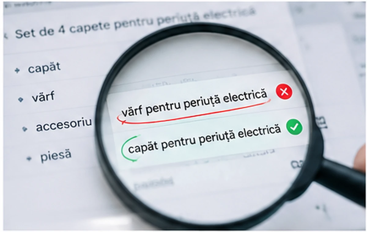 Przykład błędu terminologicznego w lokalizacji na język rumuński – vârf i capăt pentru periuță electrică