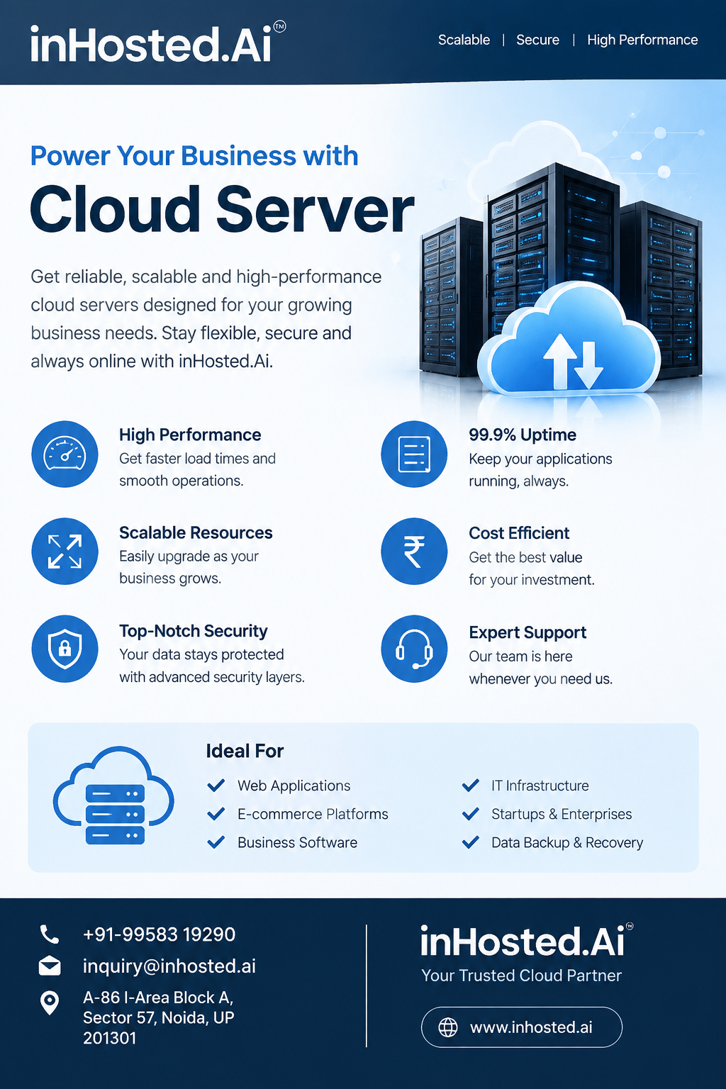Cloud server hosting infrastructure for scalable online workloads by InHosted.ai
