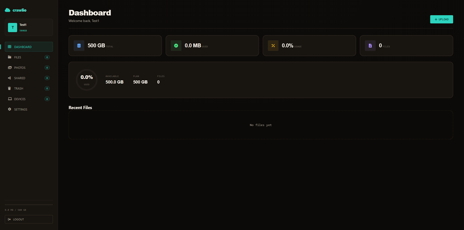Cloud Storage Dashboard
