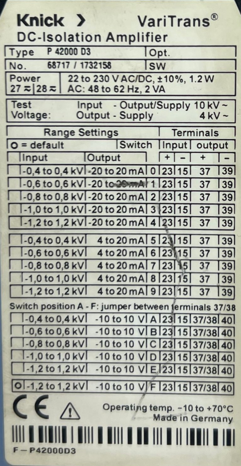 Knick P 42000 D3 DC- Isolation Amplifier thumbnail