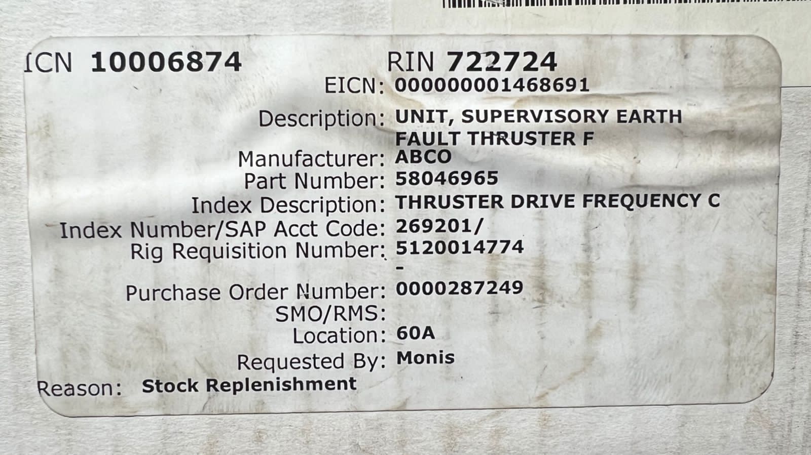 ABB Sadt37eaf+Box Supervisory Earth Fault Thruster Unit 58046965 thumbnail