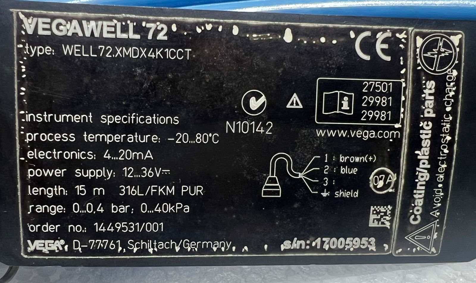 Vega WELL72.XMDX4K1CCT Pressure Measurement Vegawell72 17005953 thumbnail