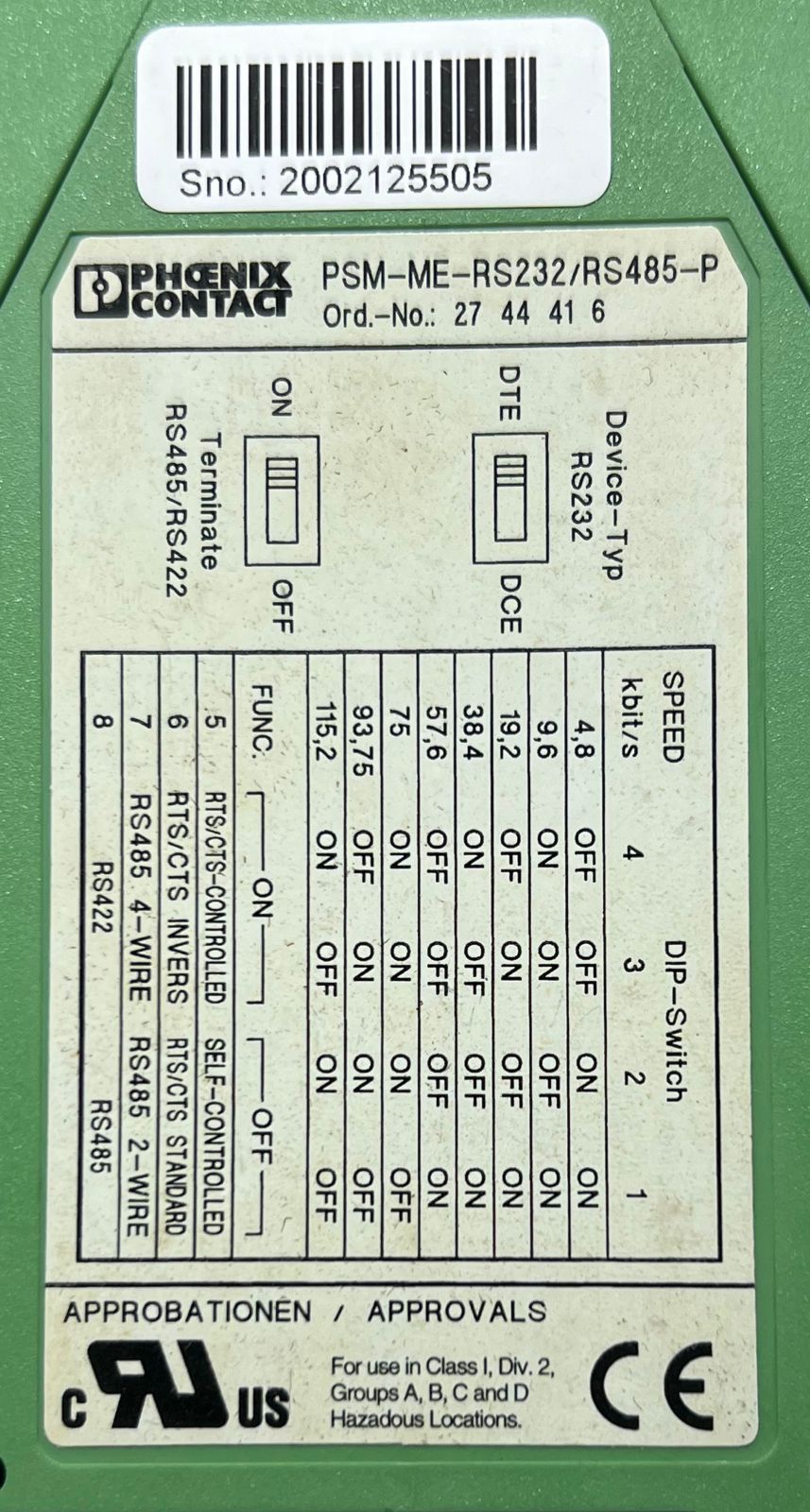 Phoenix Contact Psm-Me-Rs232/Rs485-p Interface Converter 2002125505 thumbnail