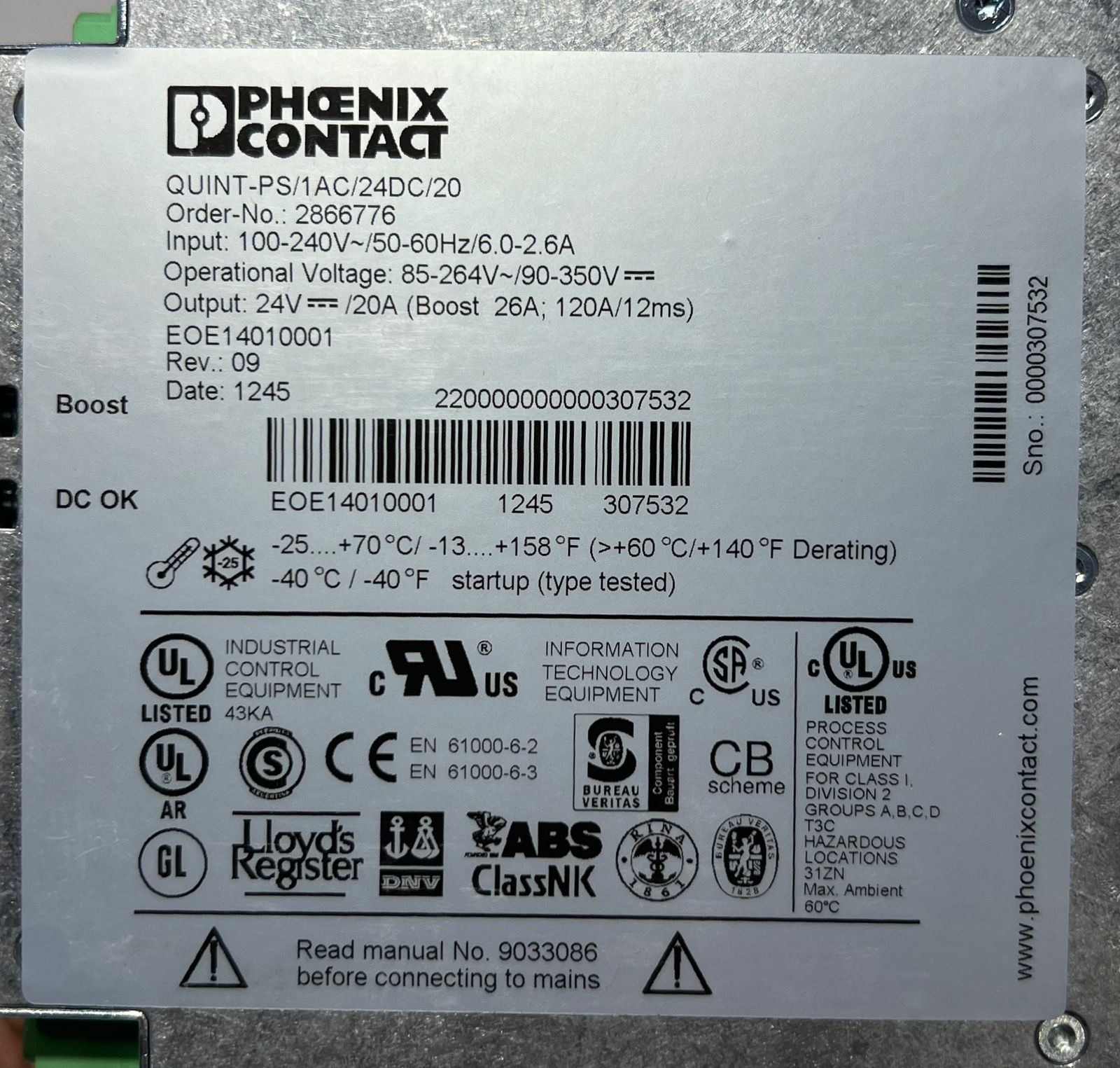 Phoenix Contact QUINT-PS/1AC/24DC/20 Power Supply thumbnail