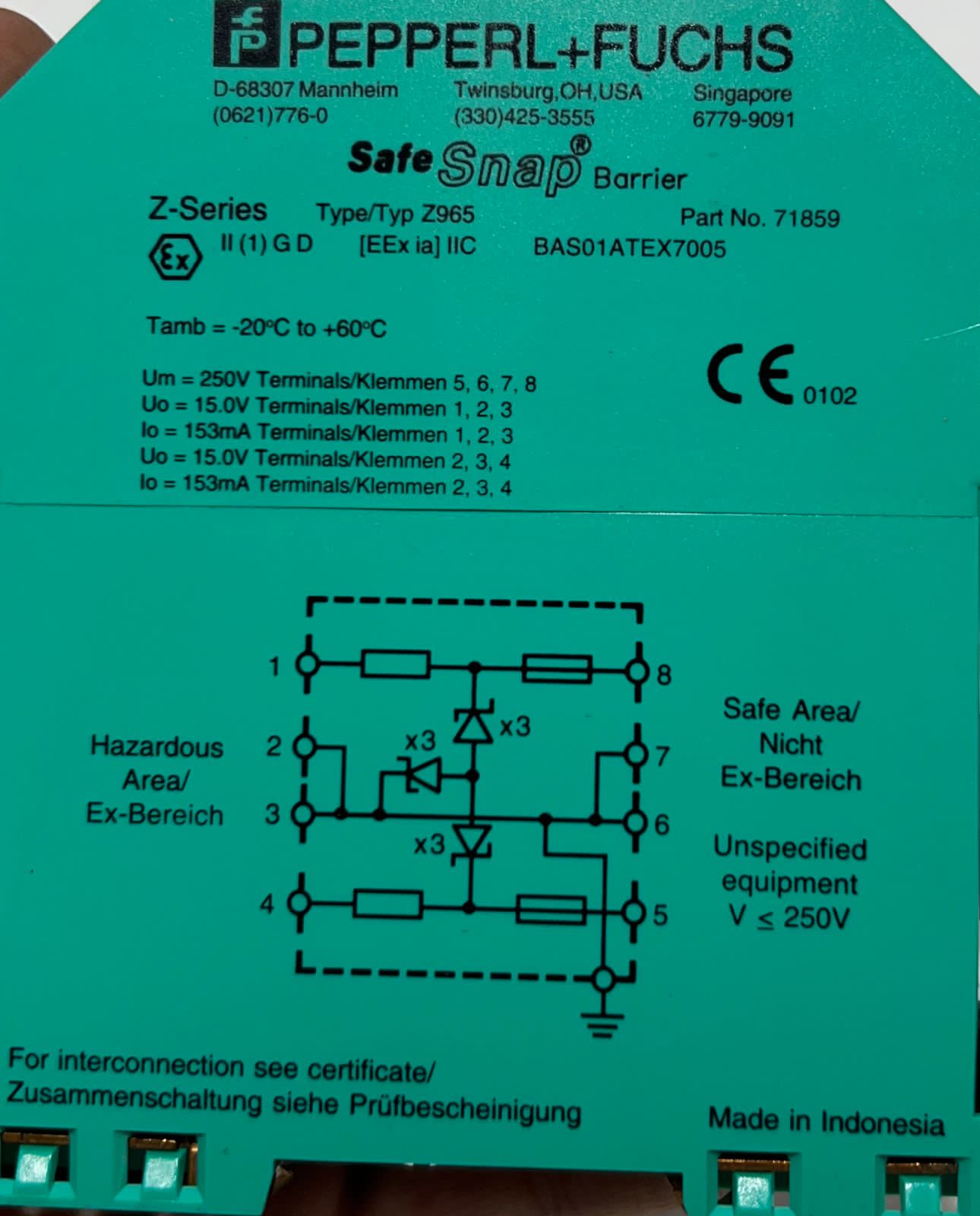 Pepperl+Fuchs Z965 Safe Snap Barrier 71859 thumbnail