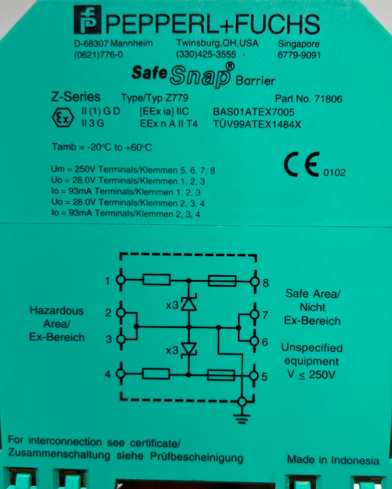 Pepperl+Fuchs Z779 Z-Series Safe Snap Barrier 71806 thumbnail