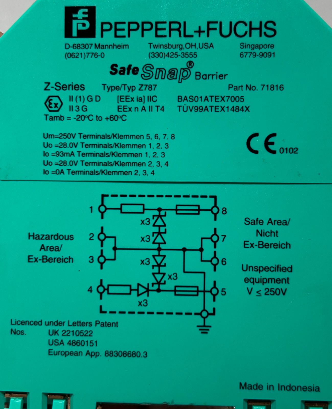 Pepperl+Fuchs Z787 Z-series Safe Snap Barrier Module 71816 thumbnail