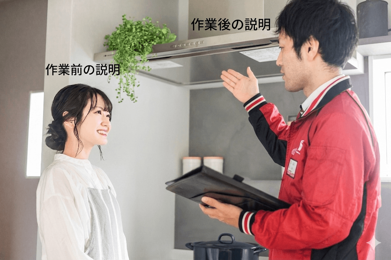 ハウスクリーニング業者が現地説明をするイメージ