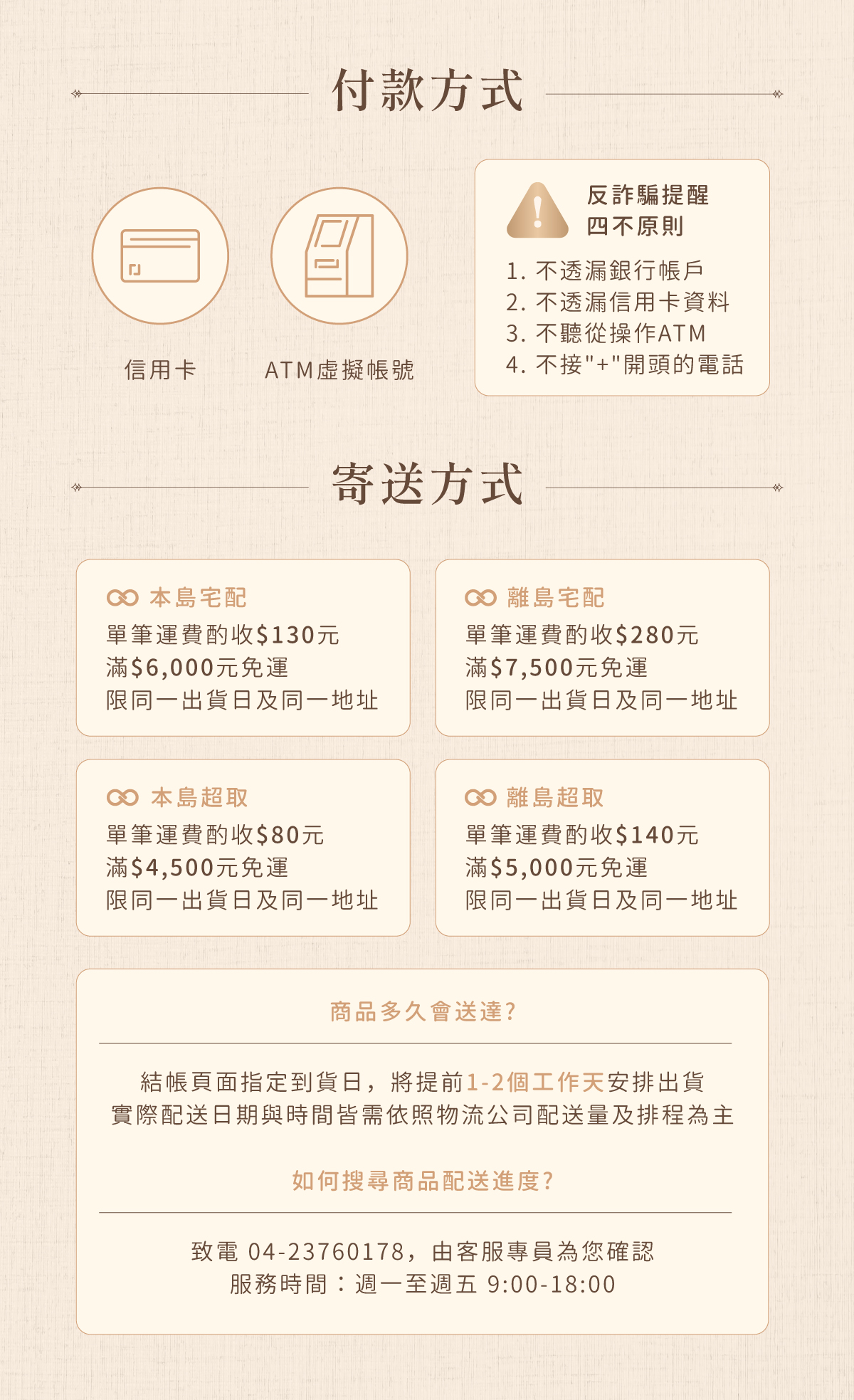 付款方式&寄送方式