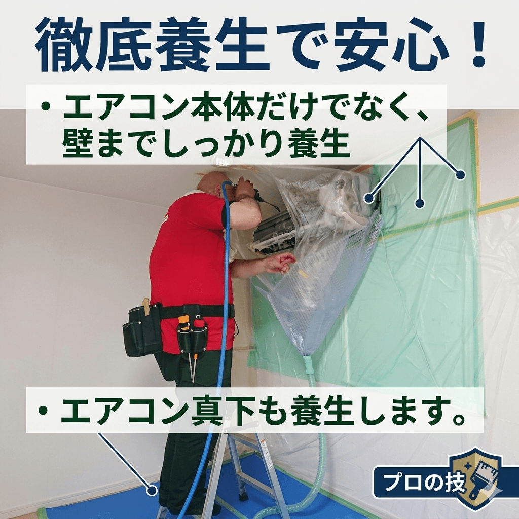 賃貸マンションのエアコンクリーニング作業風景