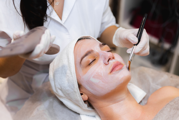 Facial treatment at Let's Face It Med Spa in Denver.