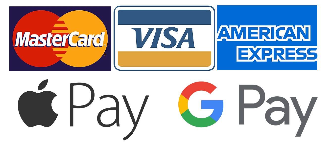 Accepted payment methods: Visa, Mastercard, American Express, Discover, Apple Pay, Google Pay, Stripe Secure