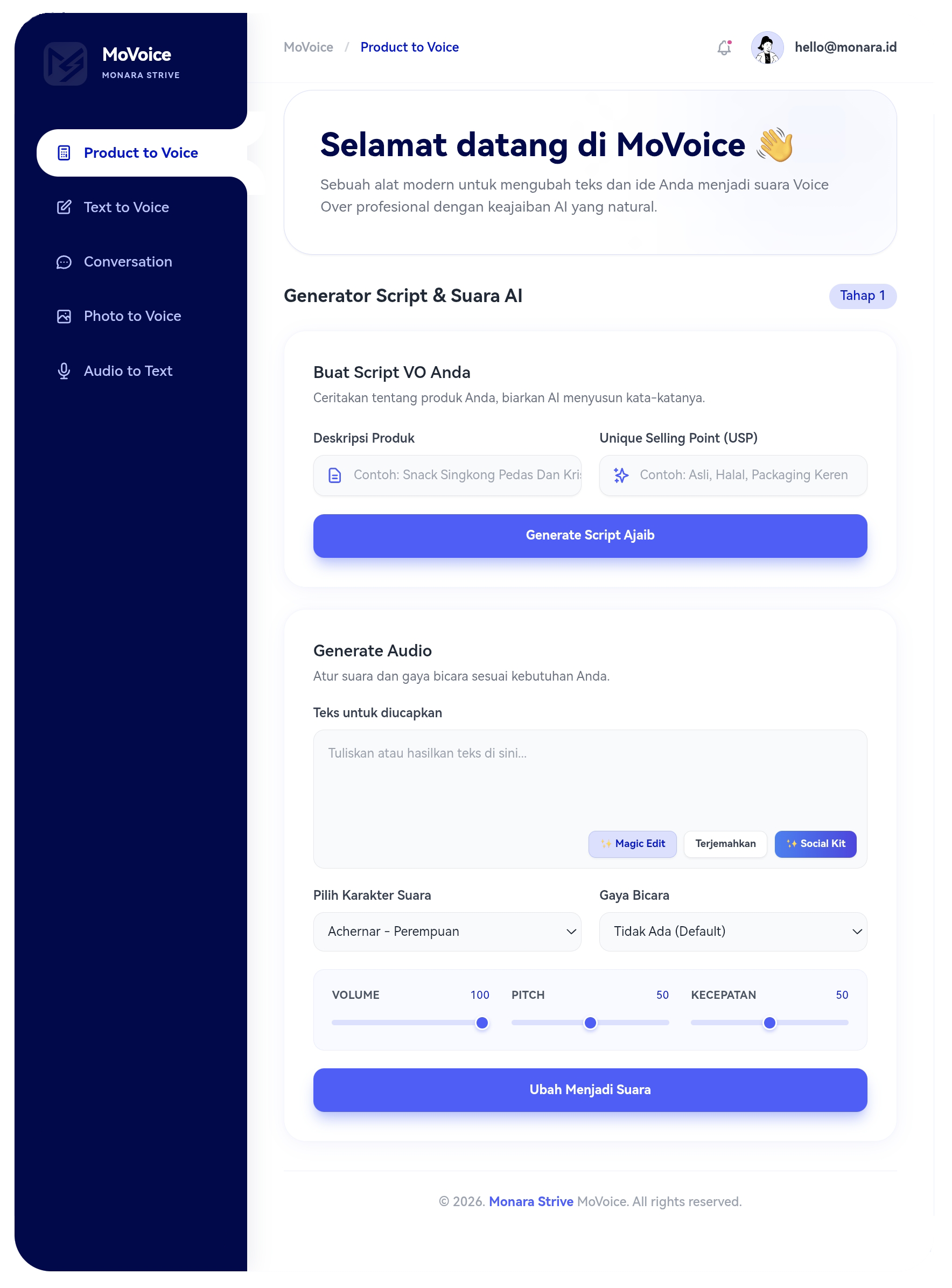 MoVoice Dashboard Tools Interface