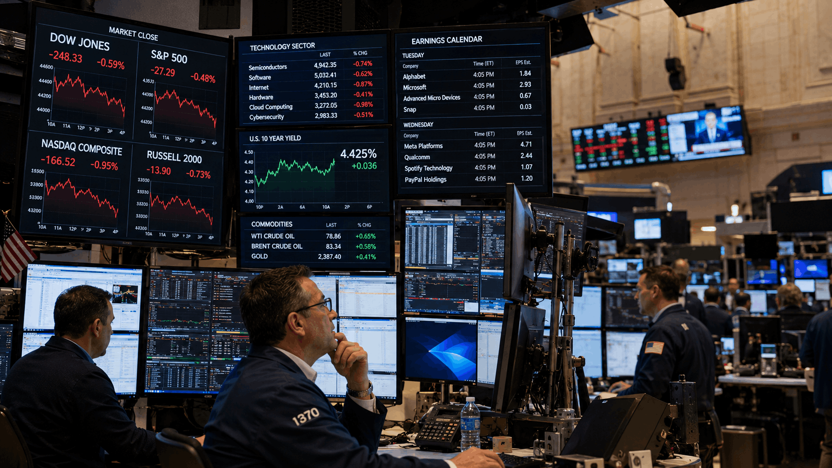 Wall Street Closes Lower as Earnings Caution and Geopolitical Risks Weigh