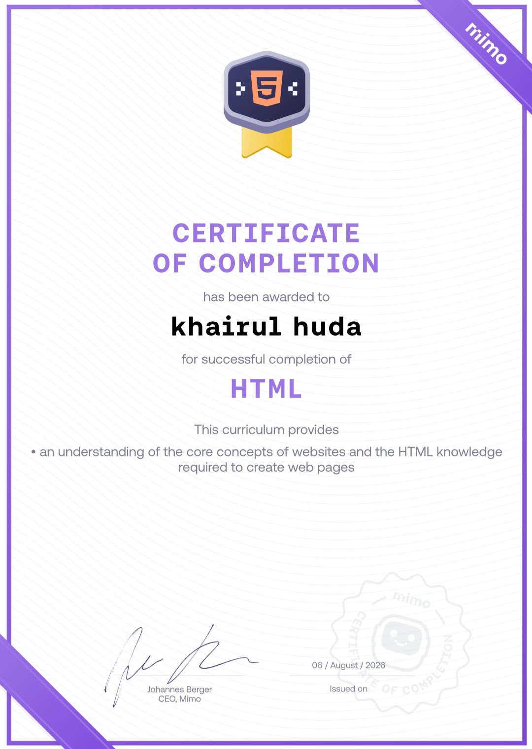 Sertifikat html