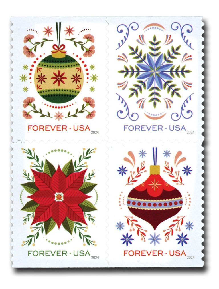 Holiday Joy First-Class Forever Stamps, 100 total in 20-piece booklets