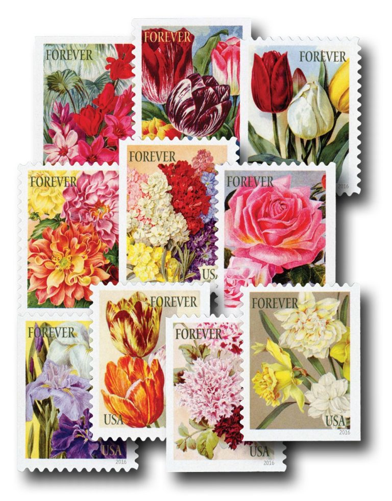 Botanical Art First-Class Forever Stamps, 100 total in 20-piece booklets