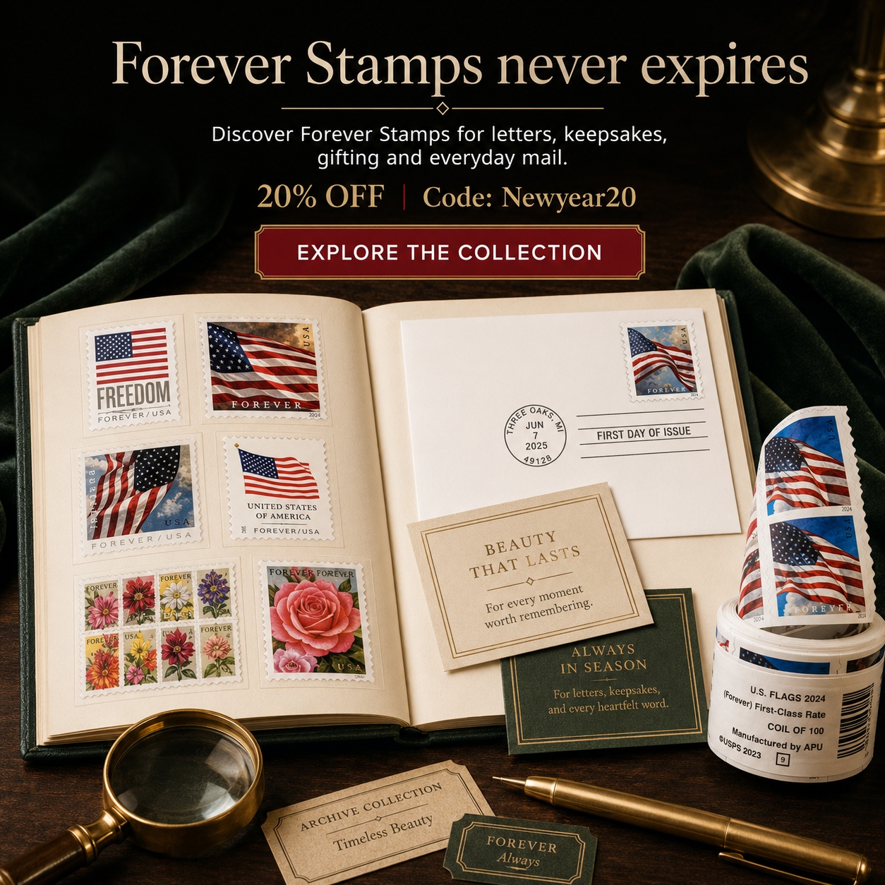 Curated Forever stamp collection