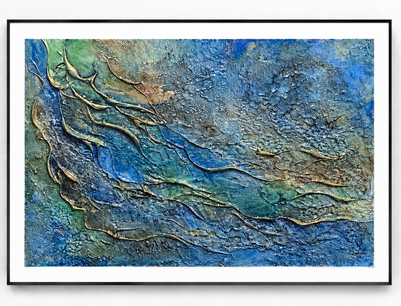 The Shape Water Keeps by Caron Ory, textured mixed-media artwork