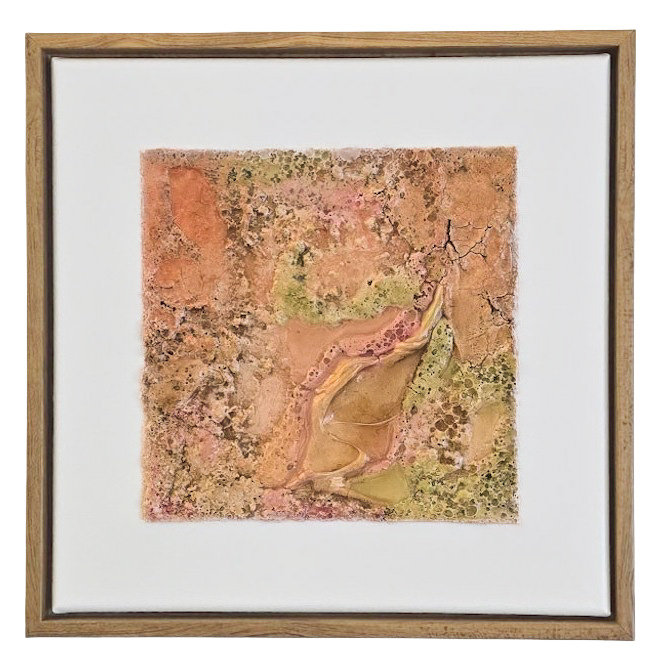 Textured mixed-media artwork by Caron Ory