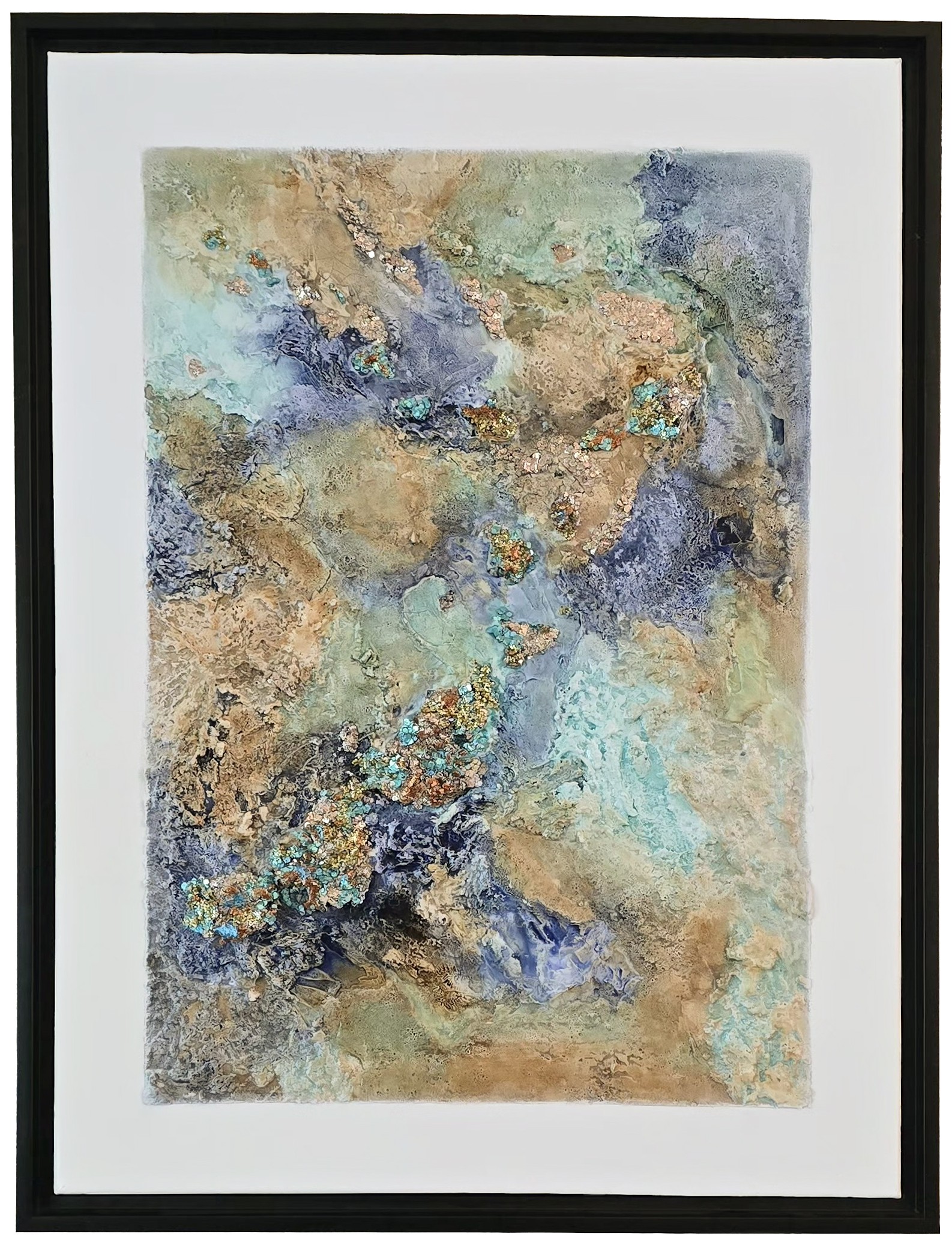 Textured mixed-media artwork by Caron Ory