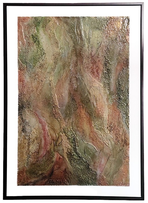 Blush and Earth by Caron Ory, textured mixed-media artwork
