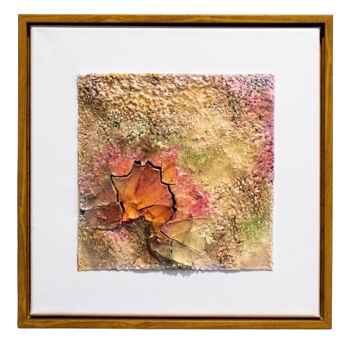 Broken Flower by Caron Ory, textured mixed-media artwork