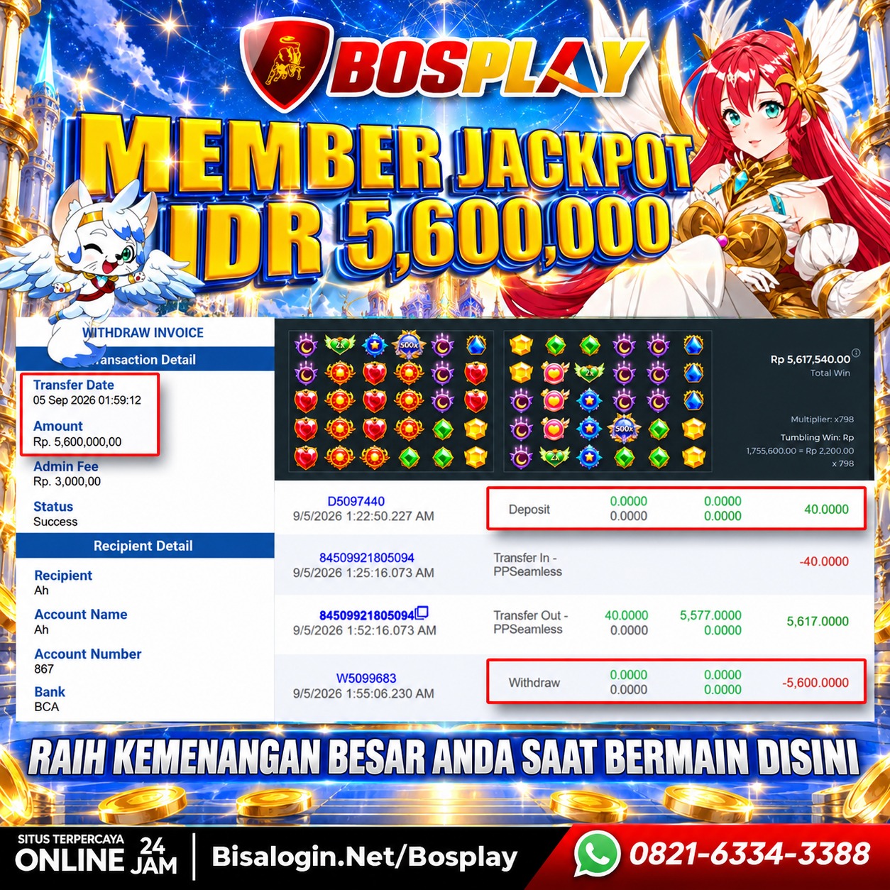 MEMBER JACKPOT PRAGMATIC PLAY (Starlight Princess™ 1000) IDR 5,600.000