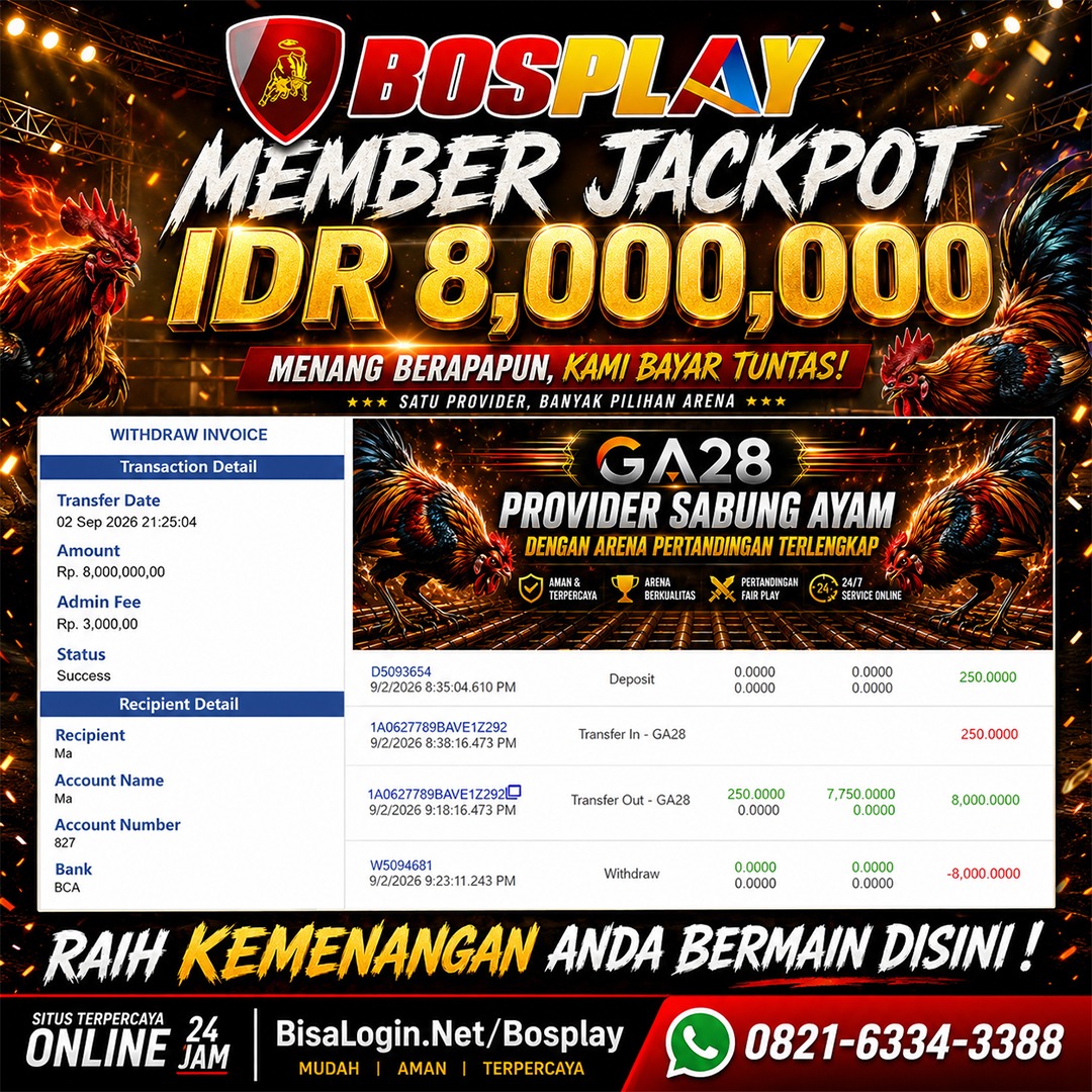 MEMBER JACKPOT SABUNG AYAM (GA28) 8,000.000