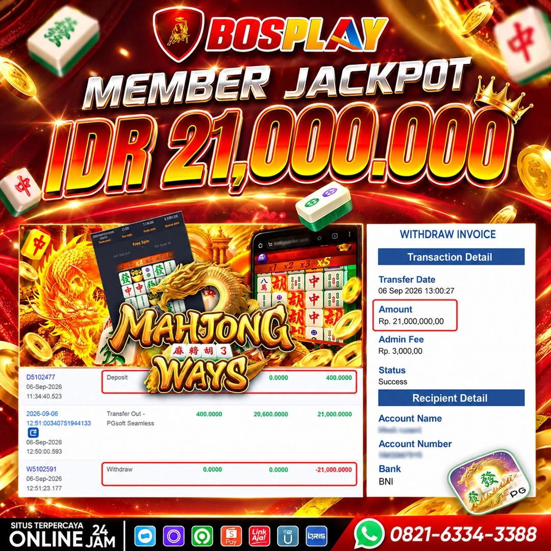 MEMBER JACKPOT PG SOFT MAHJONG WAYS 1 IDR 21,000.000