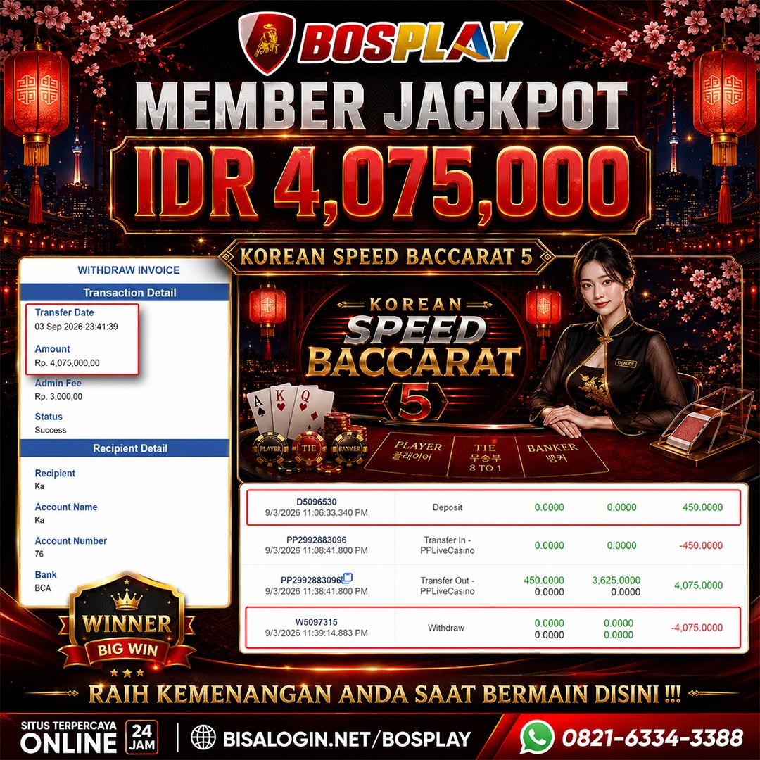 MEMBER JACKPOT LIVE CASINO (SPEED BACCARAT 5) IDR 4,075.000