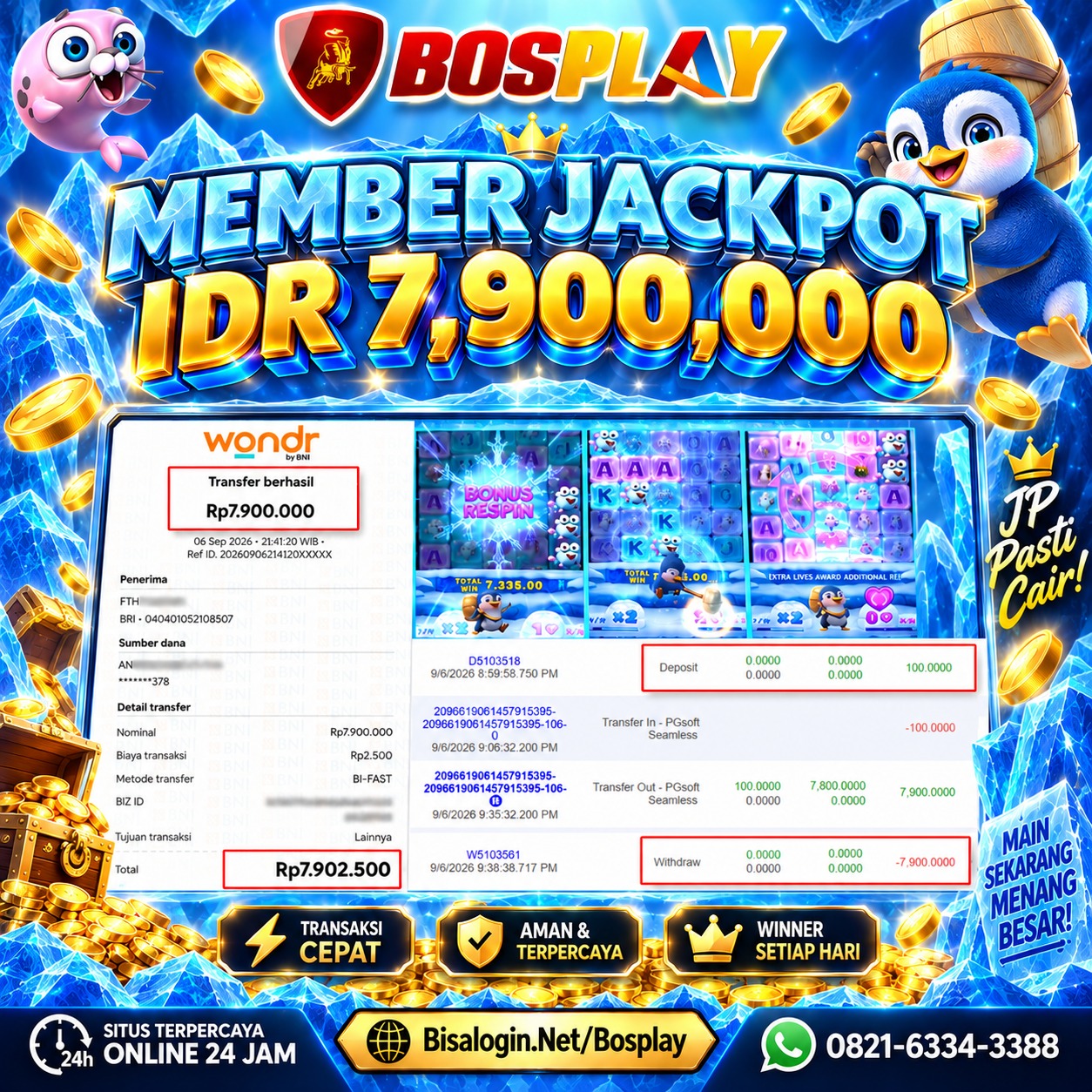 MEMBER JACKPOT PG SOFT The Great Icescape IDR 7,900.000