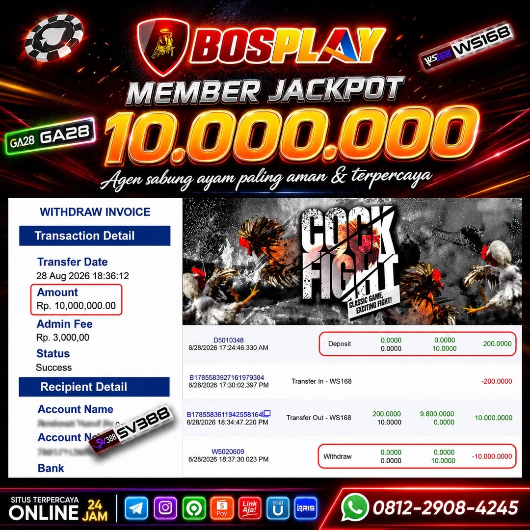 MEMBER JACKPOT IDR 10.000.000 SABUNG AYAM ONLINE