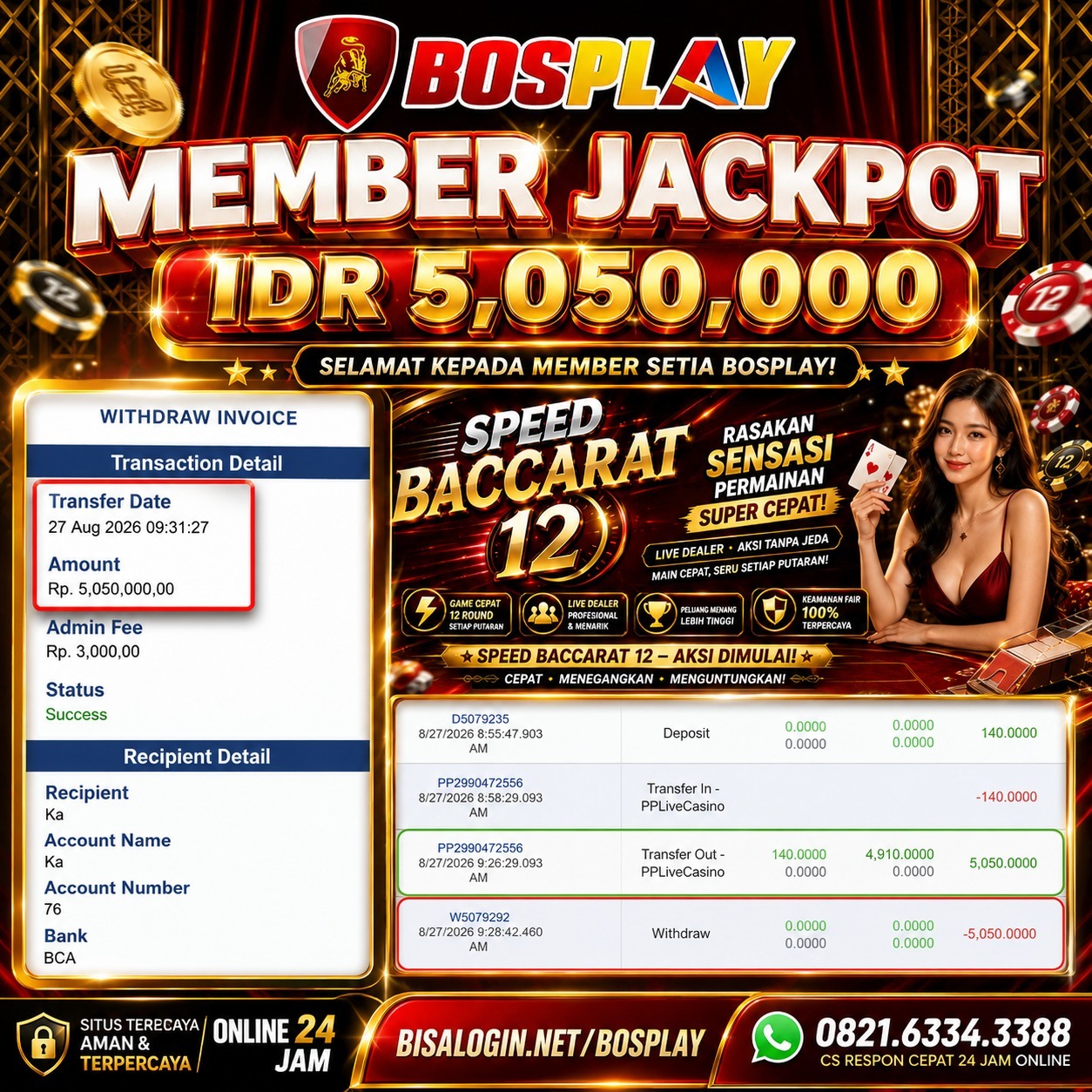 MEMBER JACKPOT 5.050.000 Live Casino -  Speed Baccrat 12