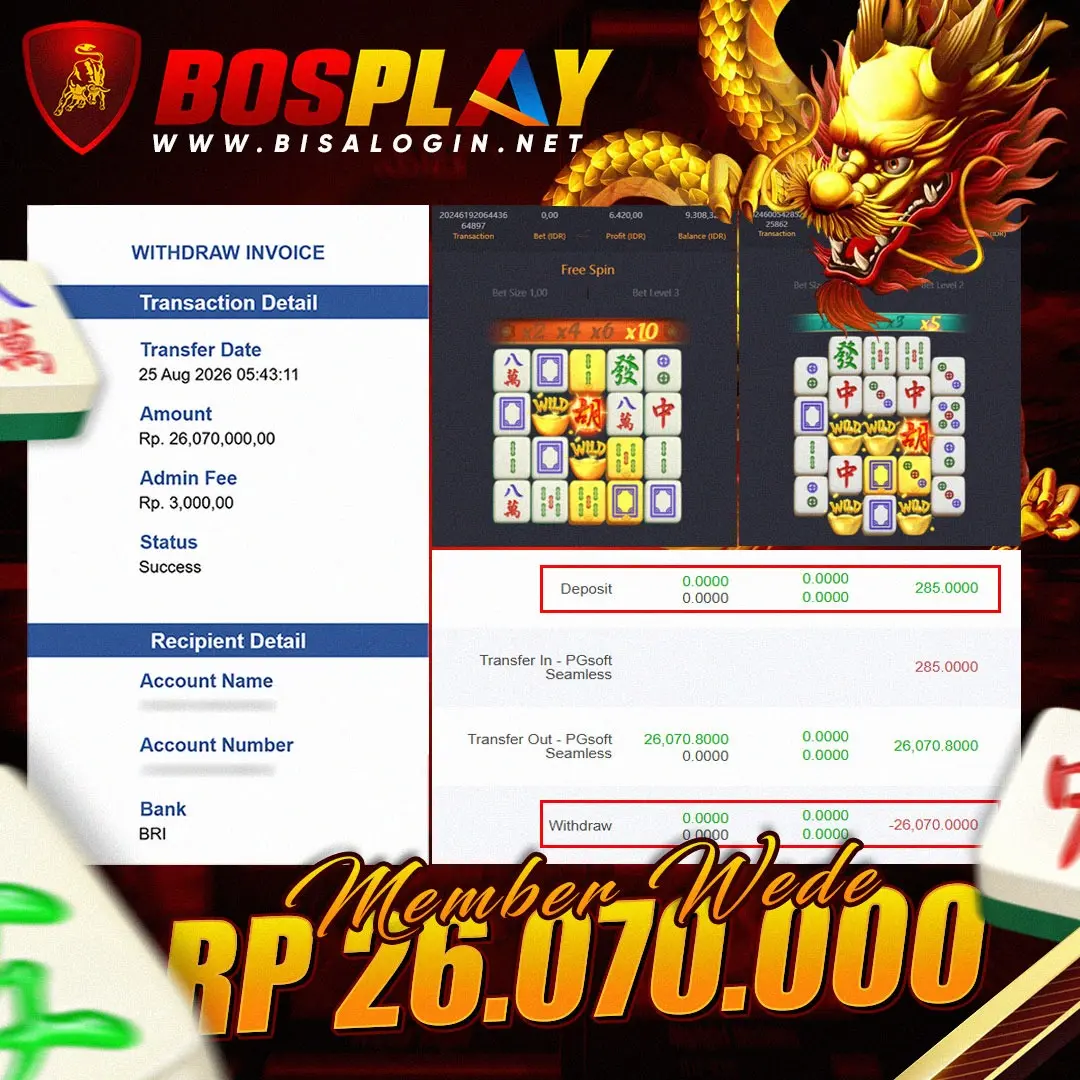 MEMBER JACKPOT PG SOFT MAHJONG IDR 26.070.000
