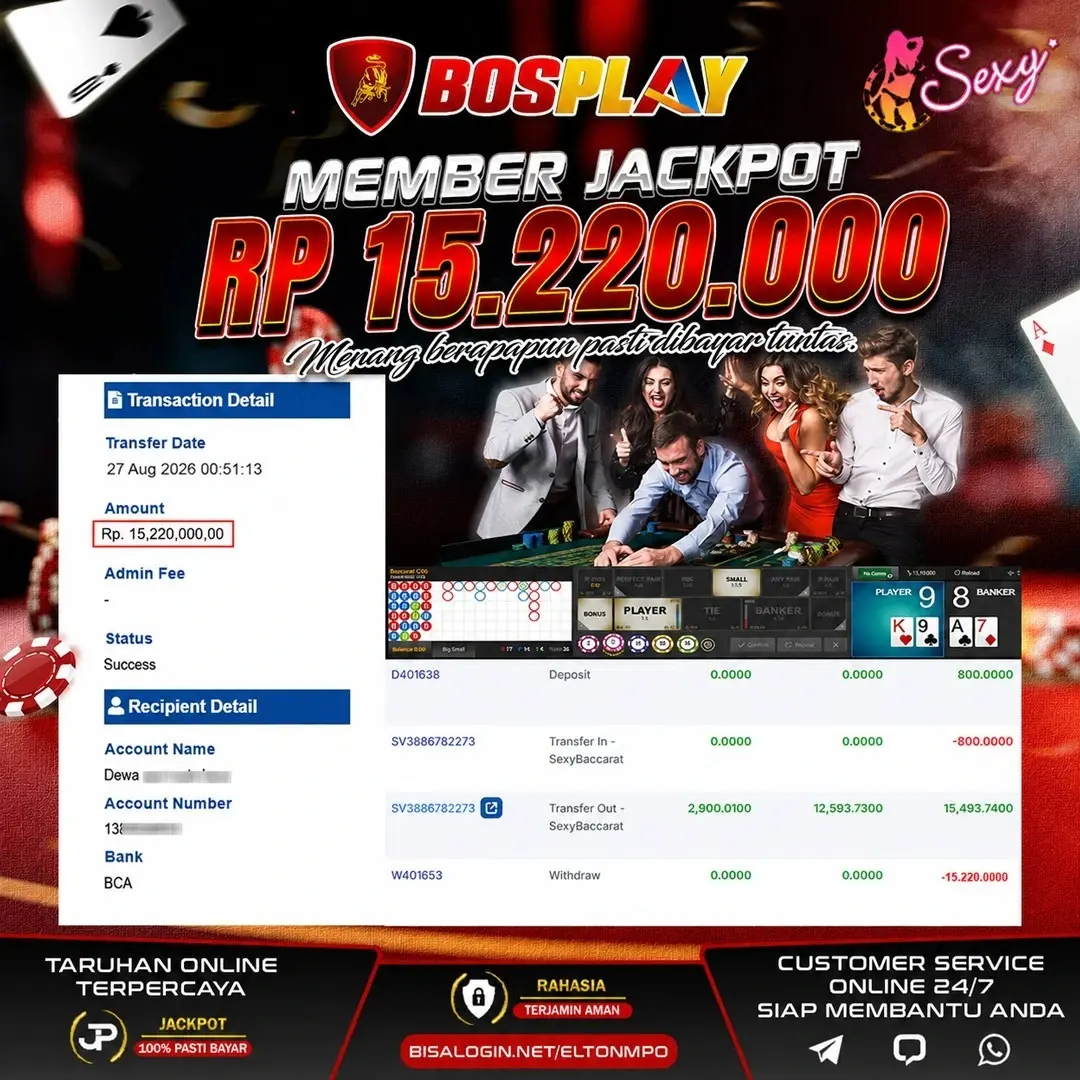 MEMBER JACKPOT IDR 15.220.000 SEXY BACCARAT