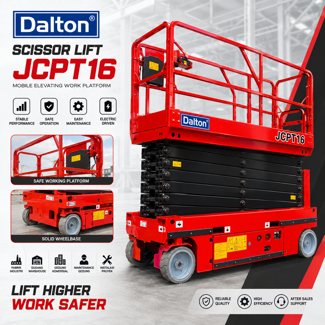 Diagram Dimensi Scissor Lift Dalton H Series