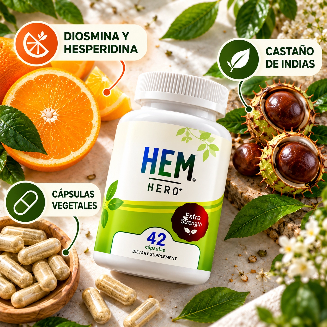 HEM HERO - Diosmina, Hesperidina y Castaño de Indias