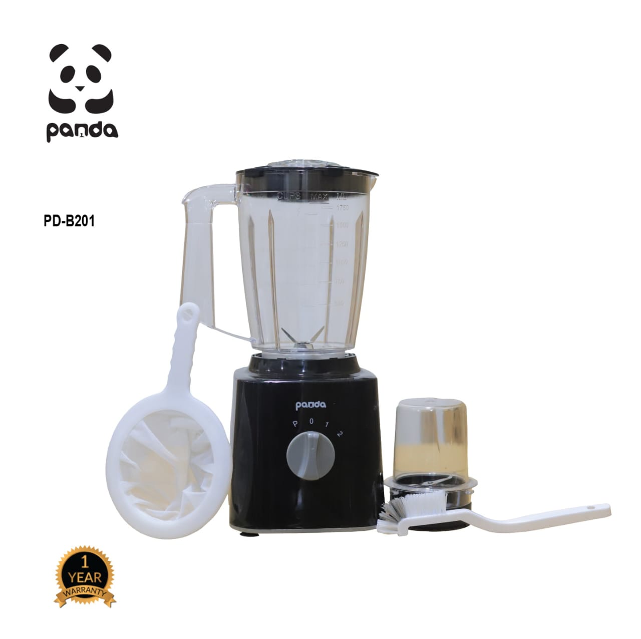 Panda 350W 1.75L 2-in-1 Juice Blender, BLACK