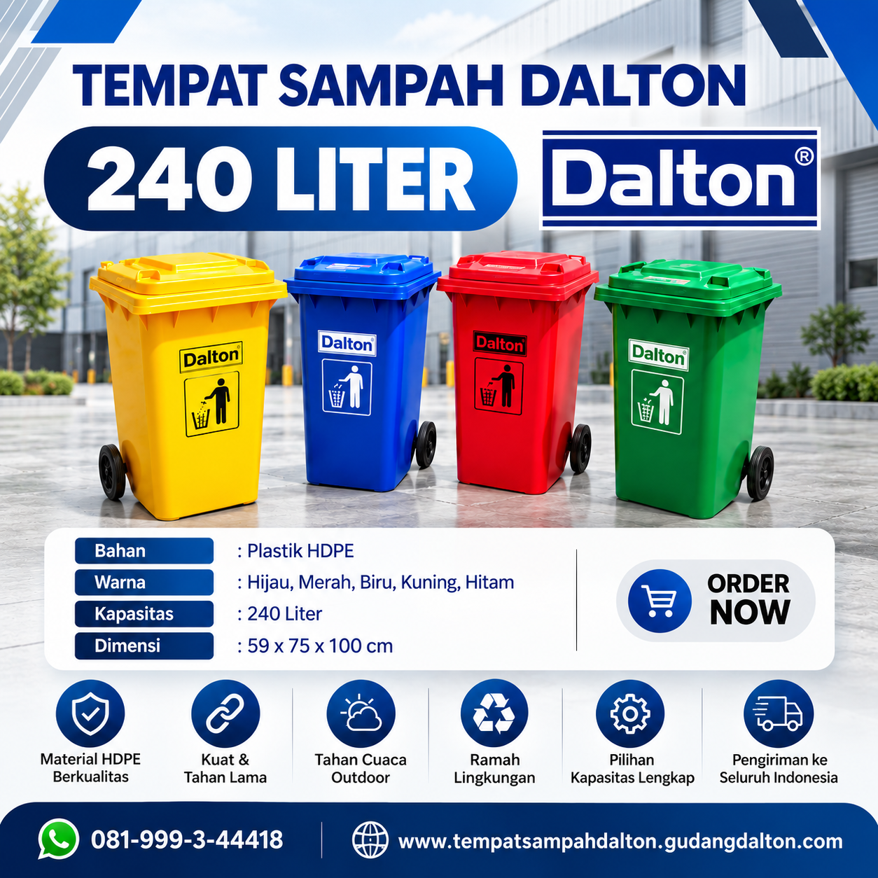 Tempat Sampah Dalton 240 Liter