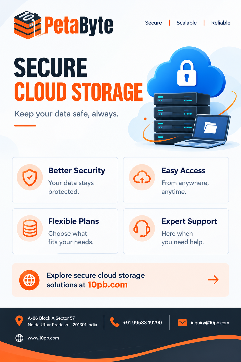 Secure cloud storage for scalable and protected digital data