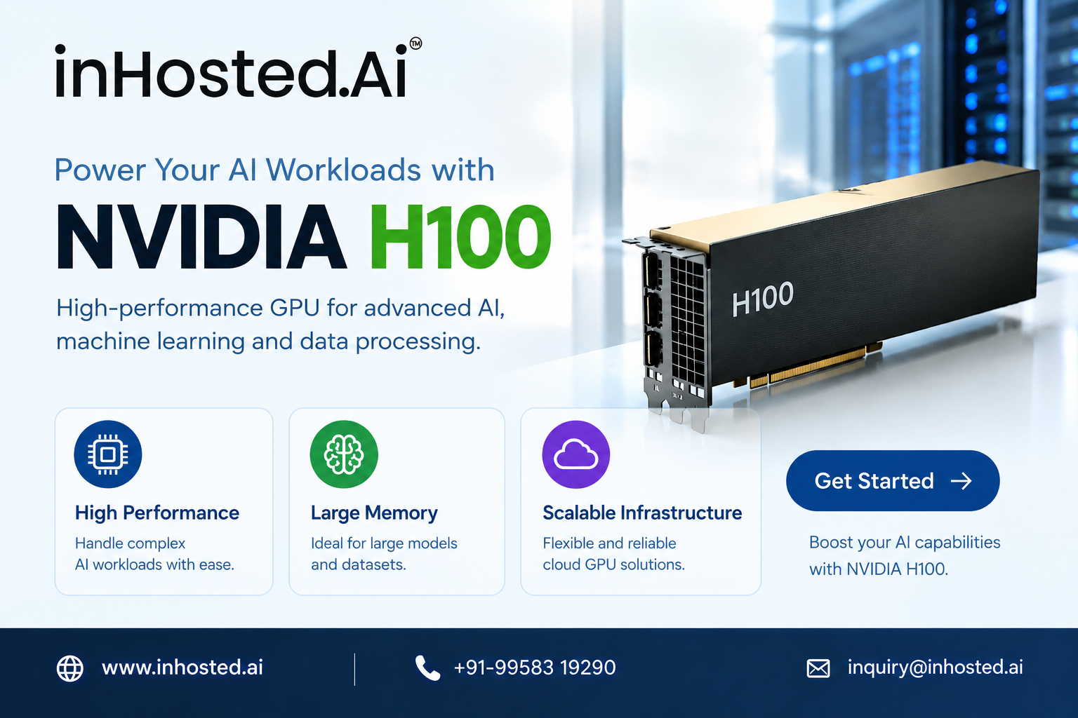 NVIDIA H100 GPU for advanced AI training and generative AI