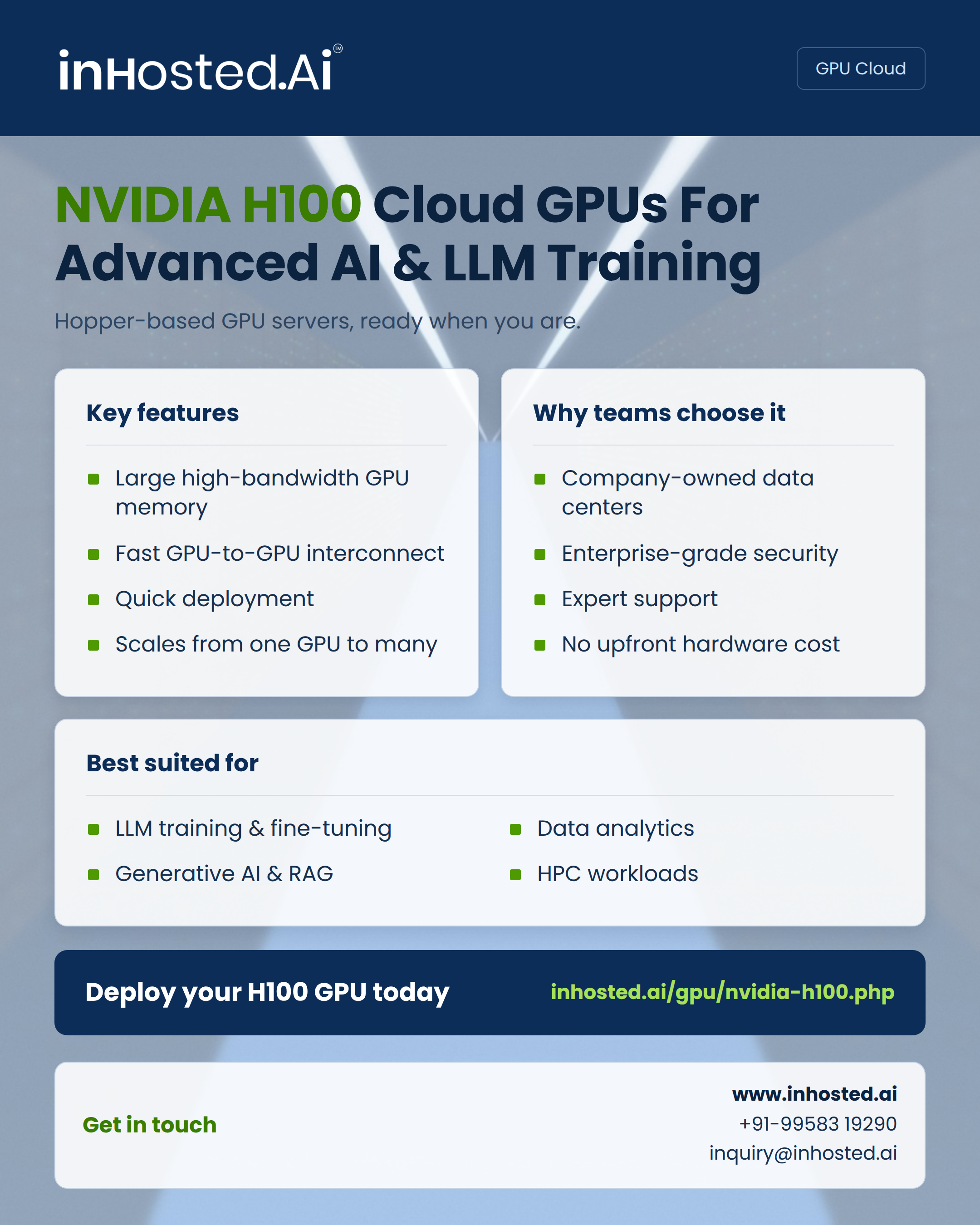 NVIDIA H100 cloud GPUs for advanced AI and LLM training